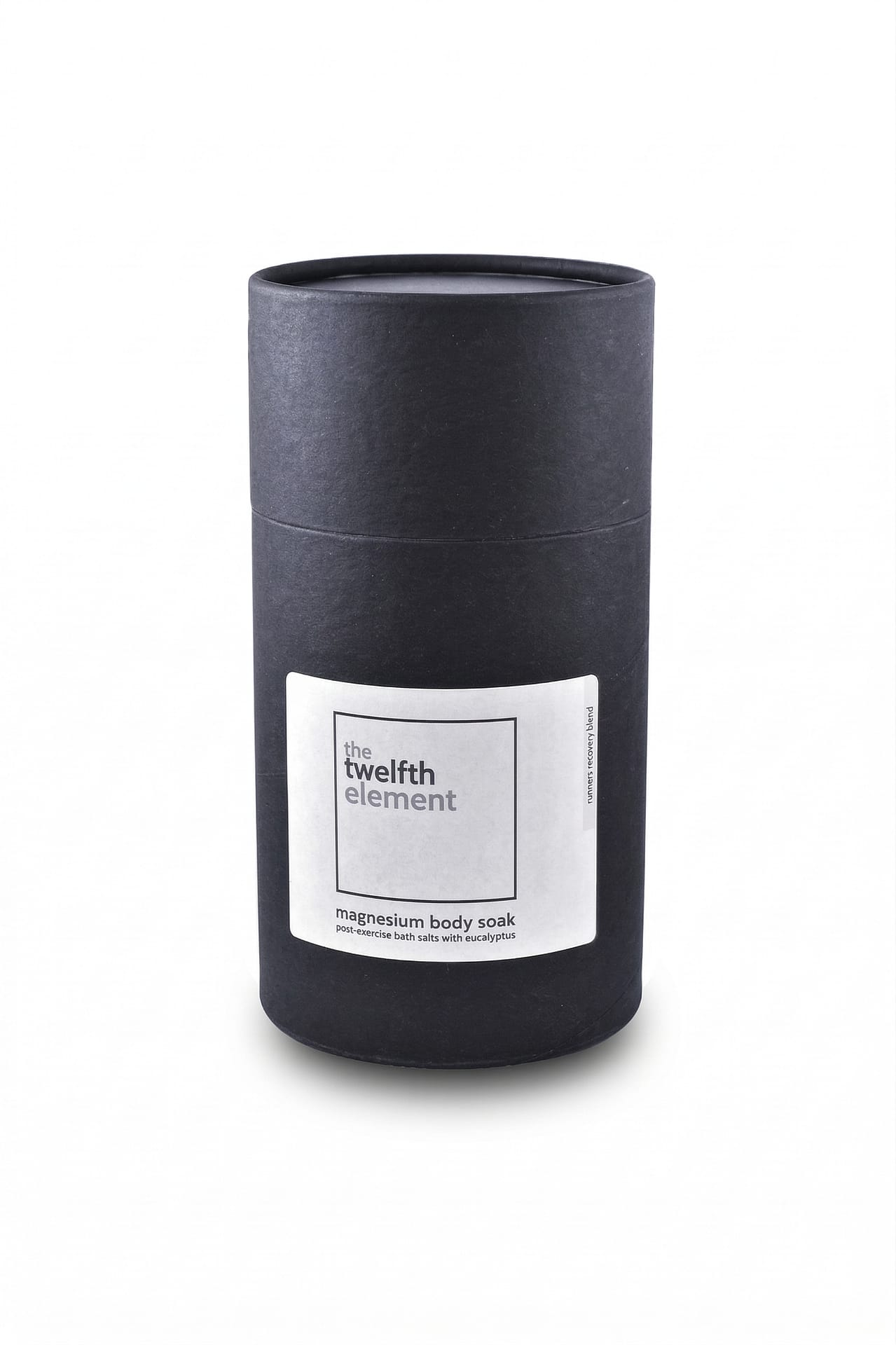 The Twelfth Element Magnesium Body Soak Post-Exercise Bath Salts with Eucalyptus and Mint Refill Black Tube